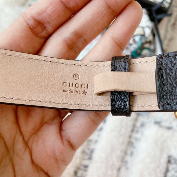 NIB Gucci Marmont Double G Black Leather Adjustable Bracelet Size L $490.00 - Picture 5 of 8